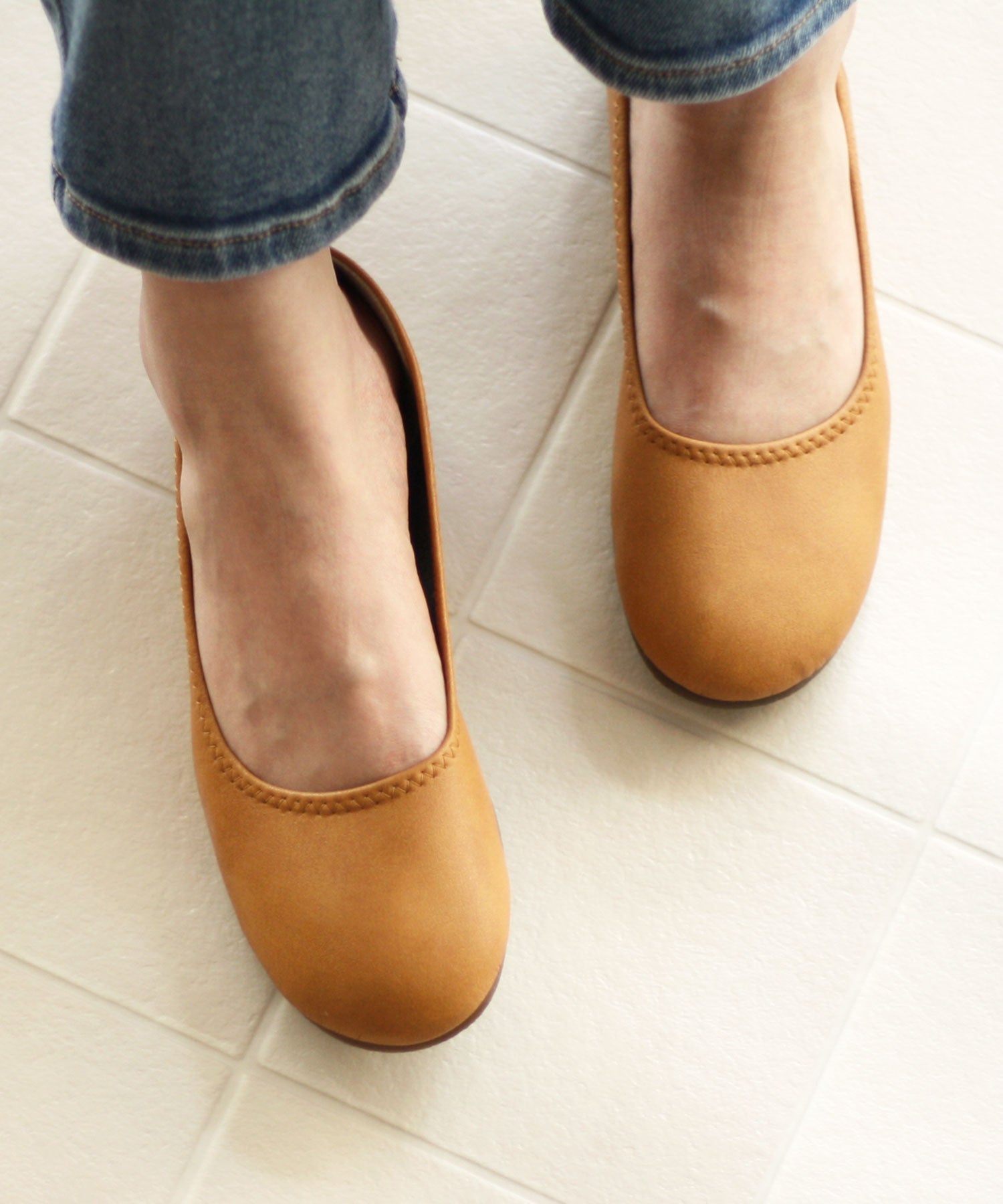 Elama ELAMA ELAMA / Elama Made in Japan Round Toe Soft Lightweight Flat Pumps / husky