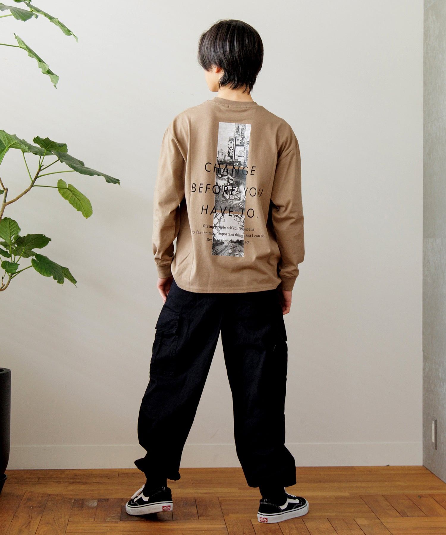 グラソス GLAZOS スリースクエアバックフォト長袖Tシャツ