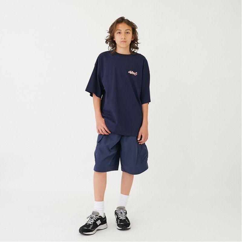 グラソス GLAZOS 【大人向けサイズあり】【ヘビーウェイト天竺】グラフィティロゴプリントTシャツ (紺) 紺