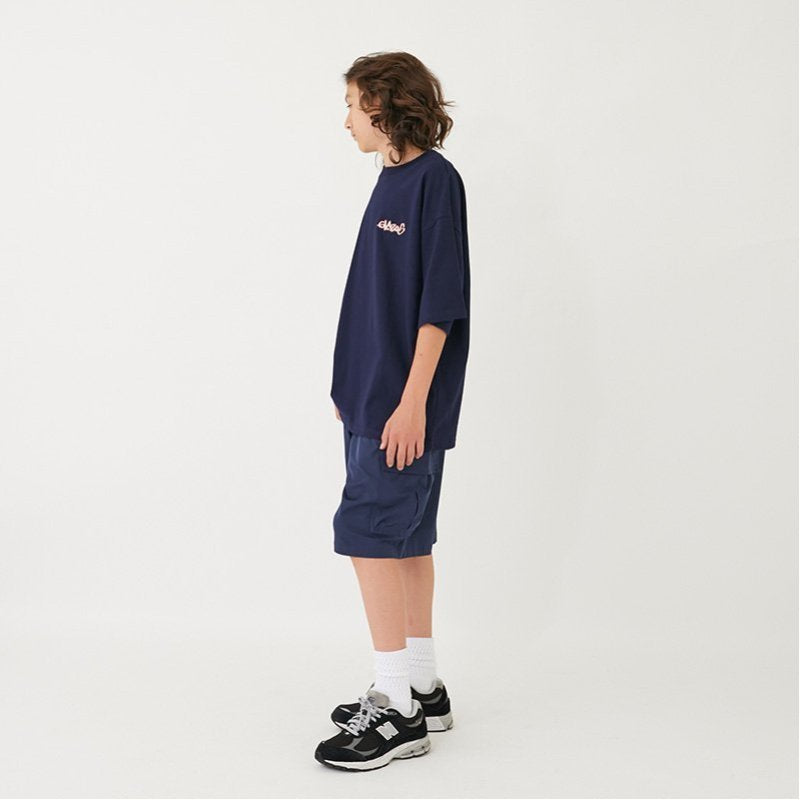 グラソス GLAZOS 【大人向けサイズあり】【ヘビーウェイト天竺】グラフィティロゴプリントTシャツ (紺) 紺