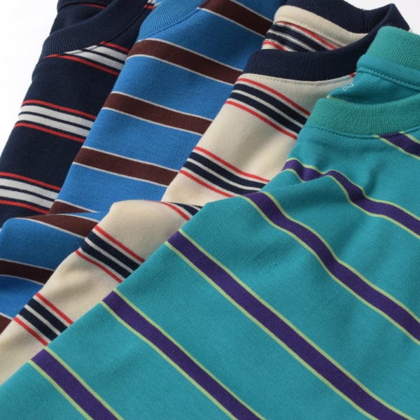 グラソス GLAZOS 【SKIT0LY】ボーダー・ポイント刺繍レイヤード半袖Tシャツ (ブルー) ブルー