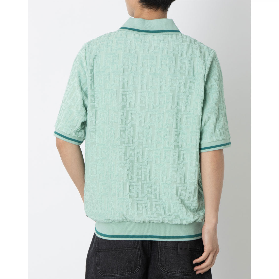 ハフ HUF TETHER JACQUARD S/S TERRY TOP ポロシャツ (ジェイド) ジェイド