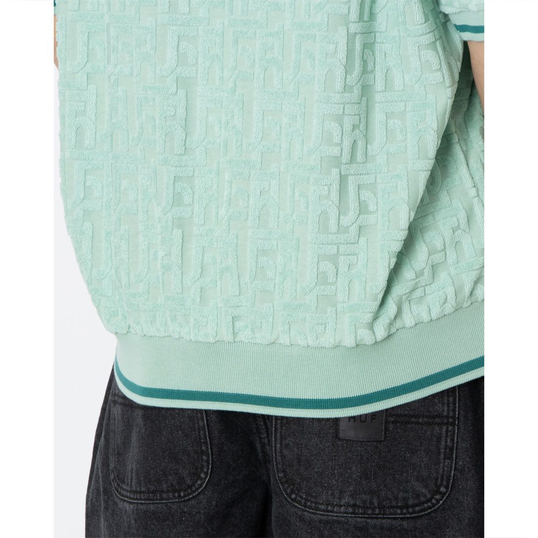 ハフ HUF TETHER JACQUARD S/S TERRY TOP ポロシャツ (ジェイド) ジェイド