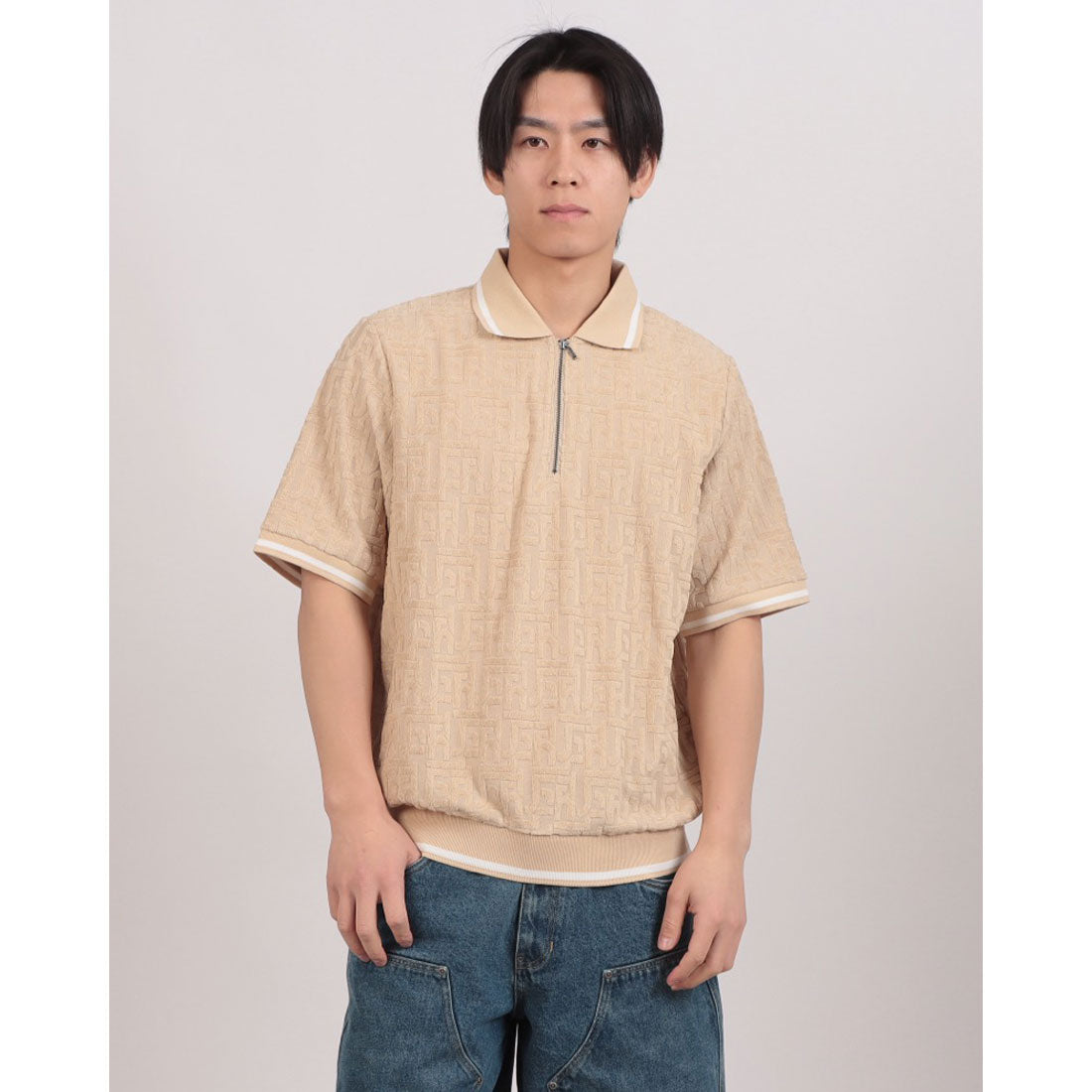 ハフ HUF TETHER JACQUARD S/S TERRY TOP ポロシャツ (ツイル) ツイル