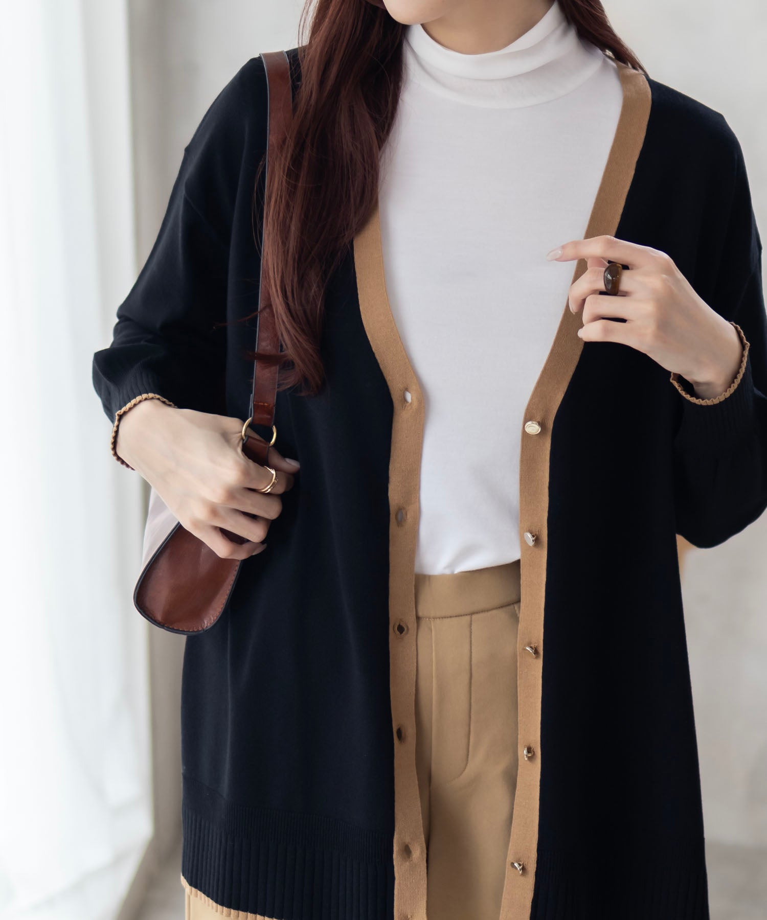 HusHusH Color Block V-Neck Cardigan