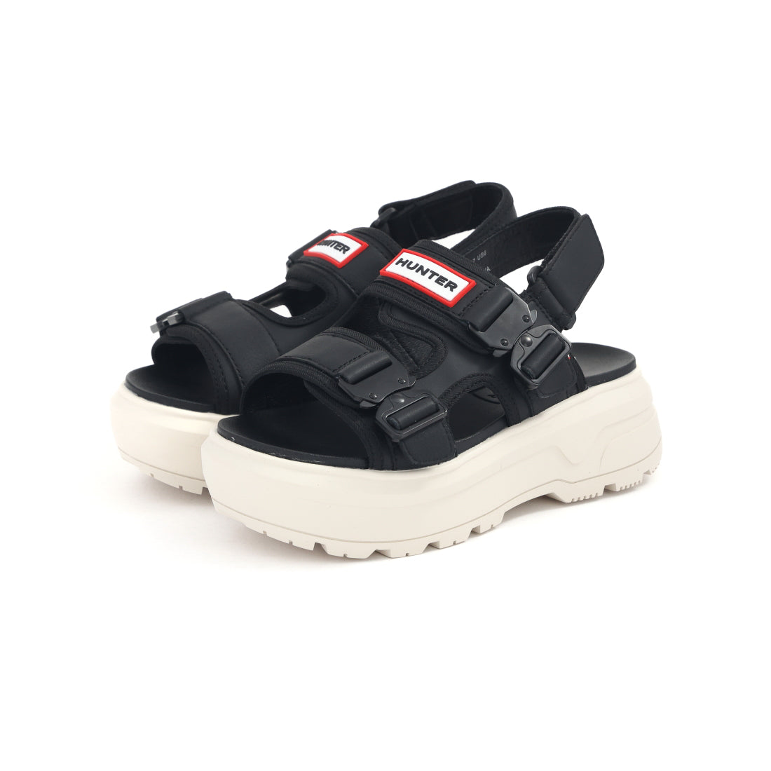 ハンター HUNTER レディース メンズ サンダル ユニセックス シティ リベル ネオ レザー UFD3109LEA スポーツサンダル 厚底 (ブラック/キャンバスクリーム) ブラック/キャンバスクリーム