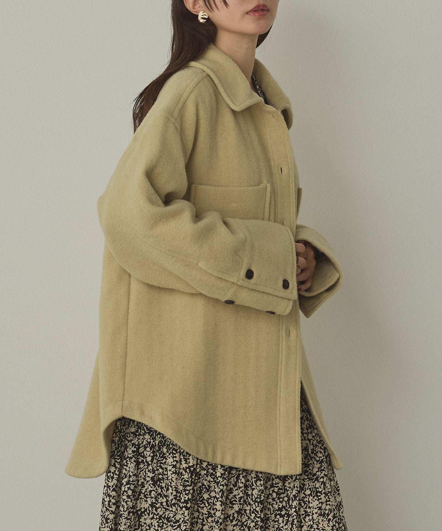 ハンチ hunch オーバーシャツブルゾン (ペールイエロー) ペールイエロー