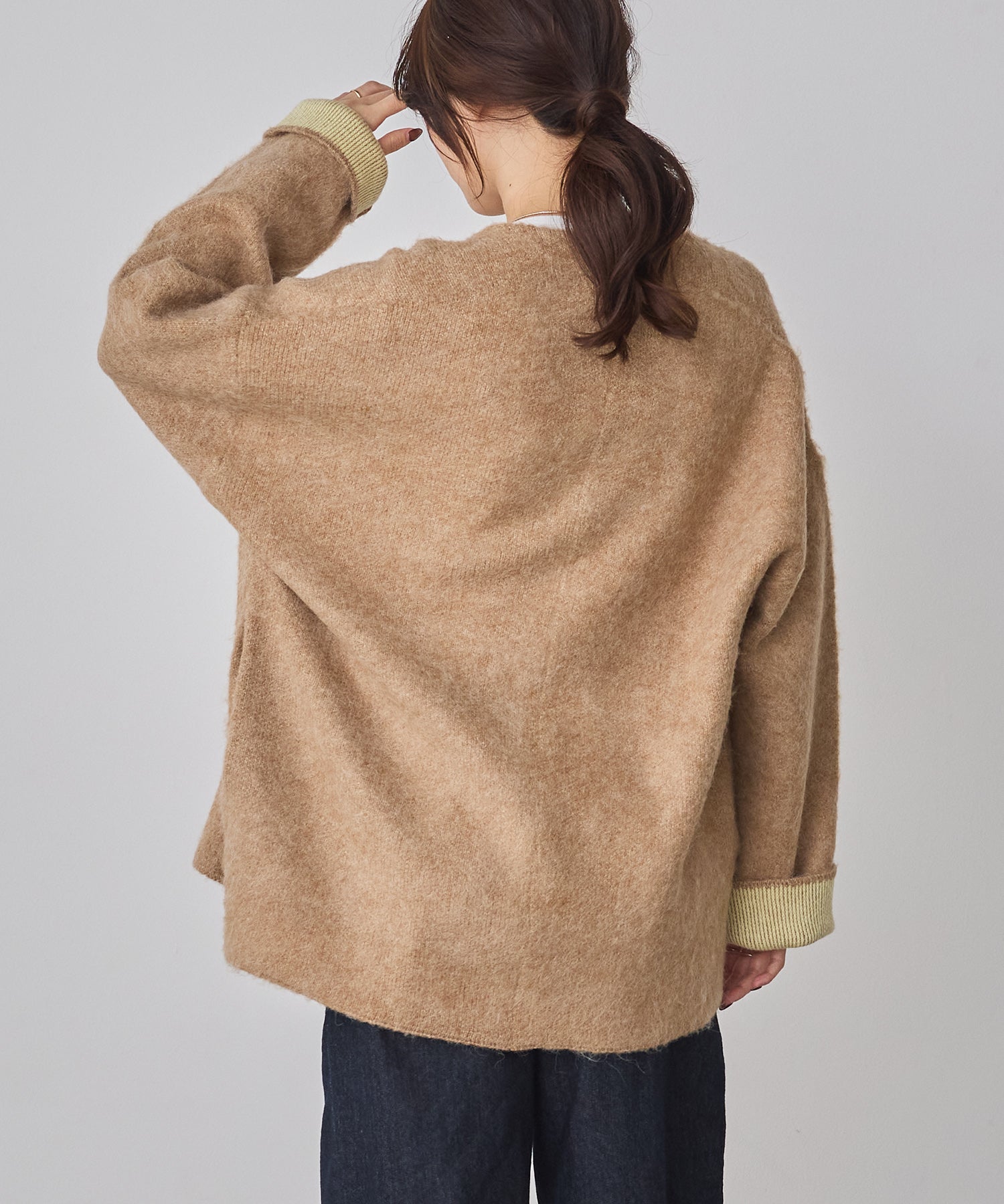 ハンチ hunch ダブルフェイス ニットコート (ベージュ) ベージュ