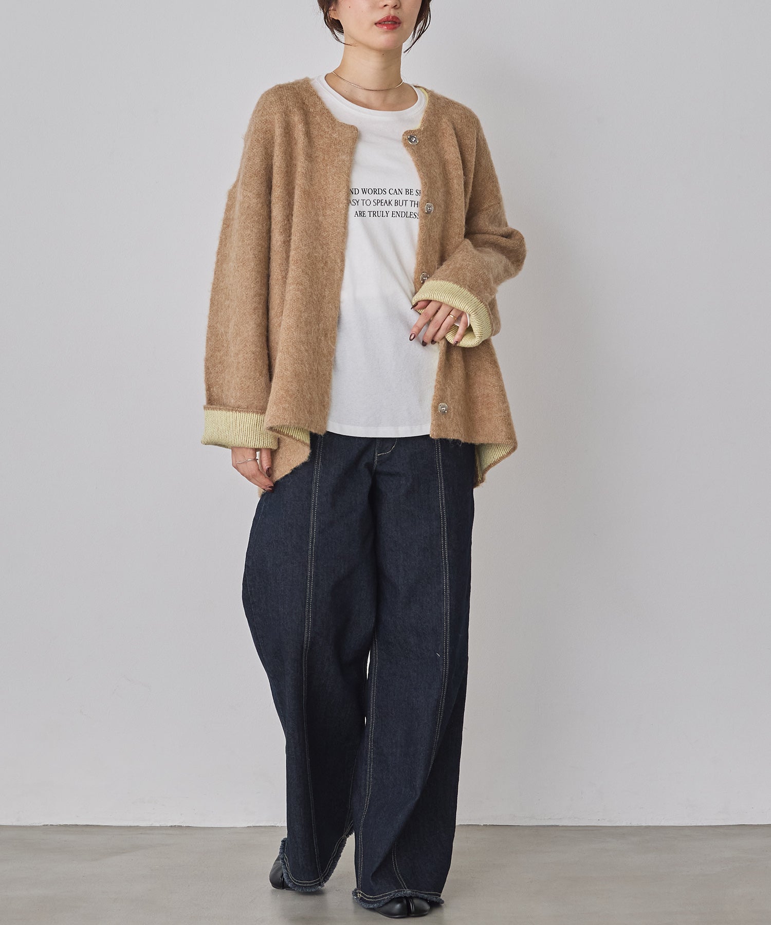 ハンチ hunch ダブルフェイス ニットコート (ベージュ) ベージュ