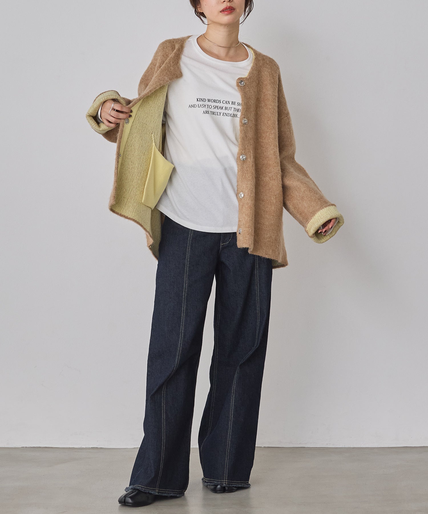 ハンチ hunch ダブルフェイス ニットコート (ベージュ) ベージュ