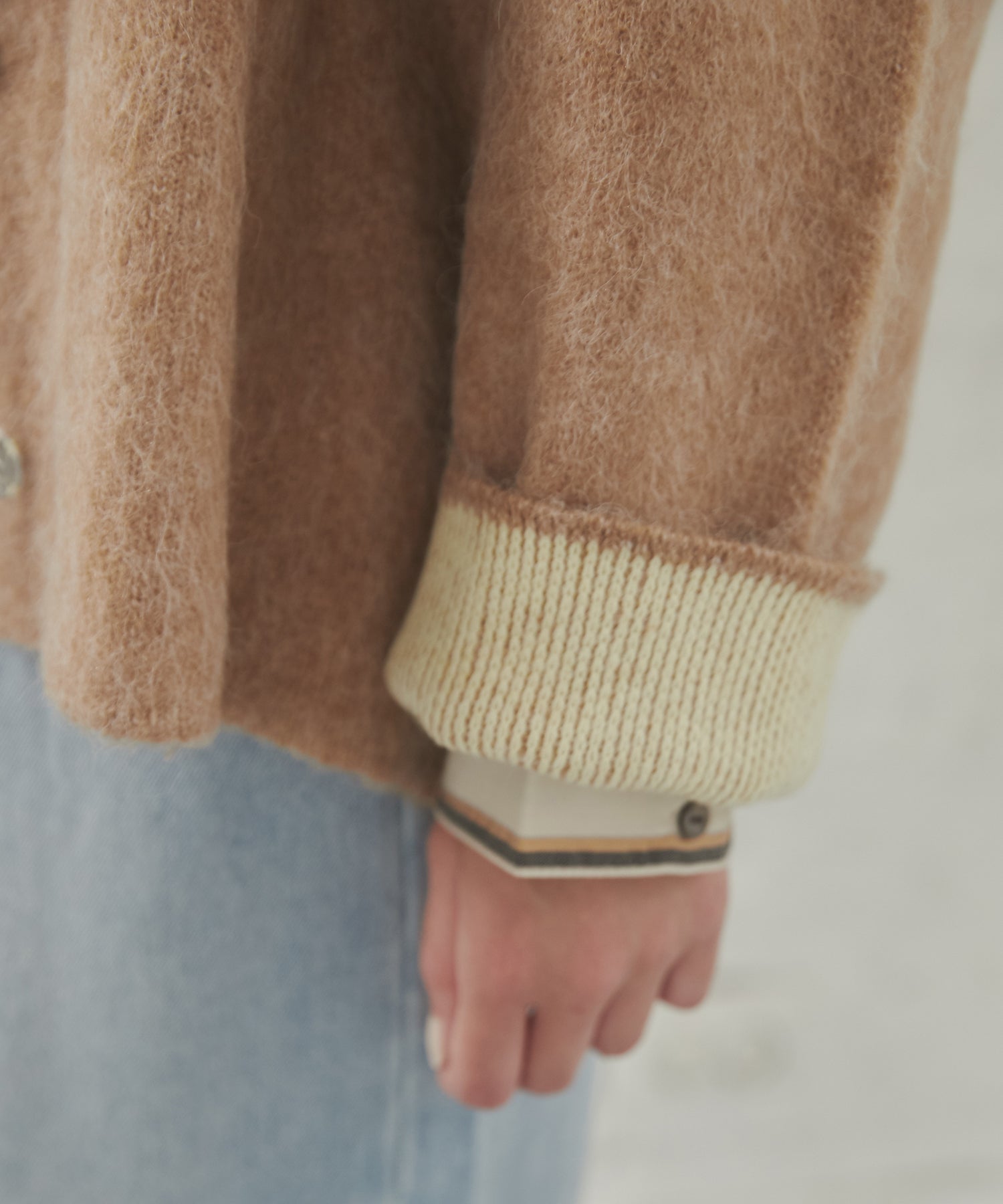 ハンチ hunch ダブルフェイス ニットコート (ベージュ) ベージュ