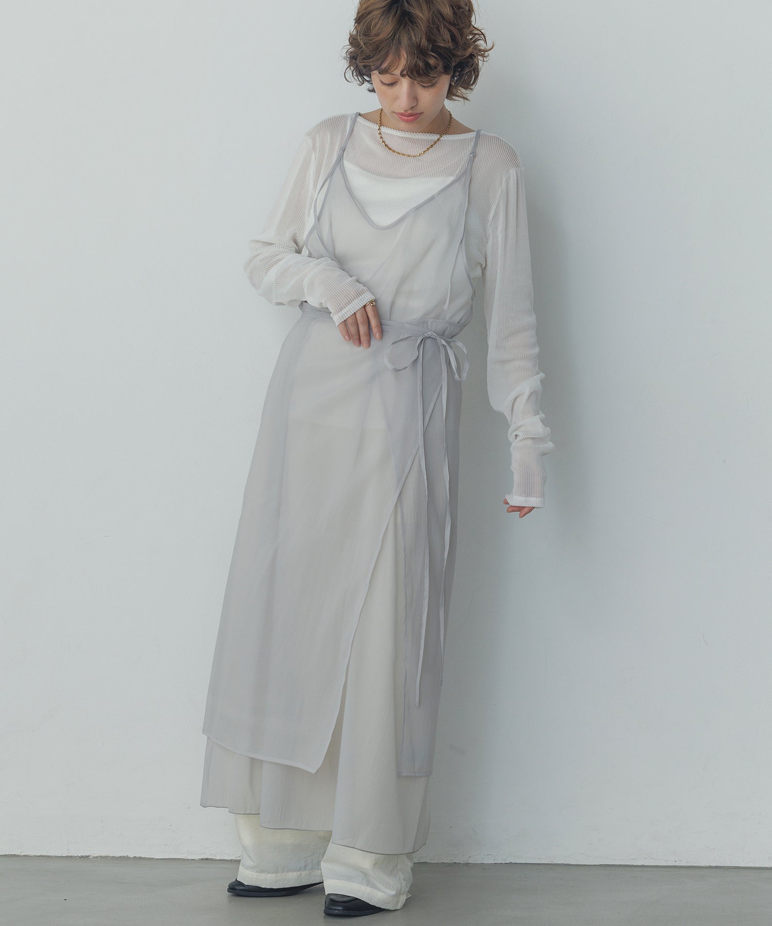 ハンチ hunch シアーキャミワンピ スカートセット (ライトグレー) ライトグレー