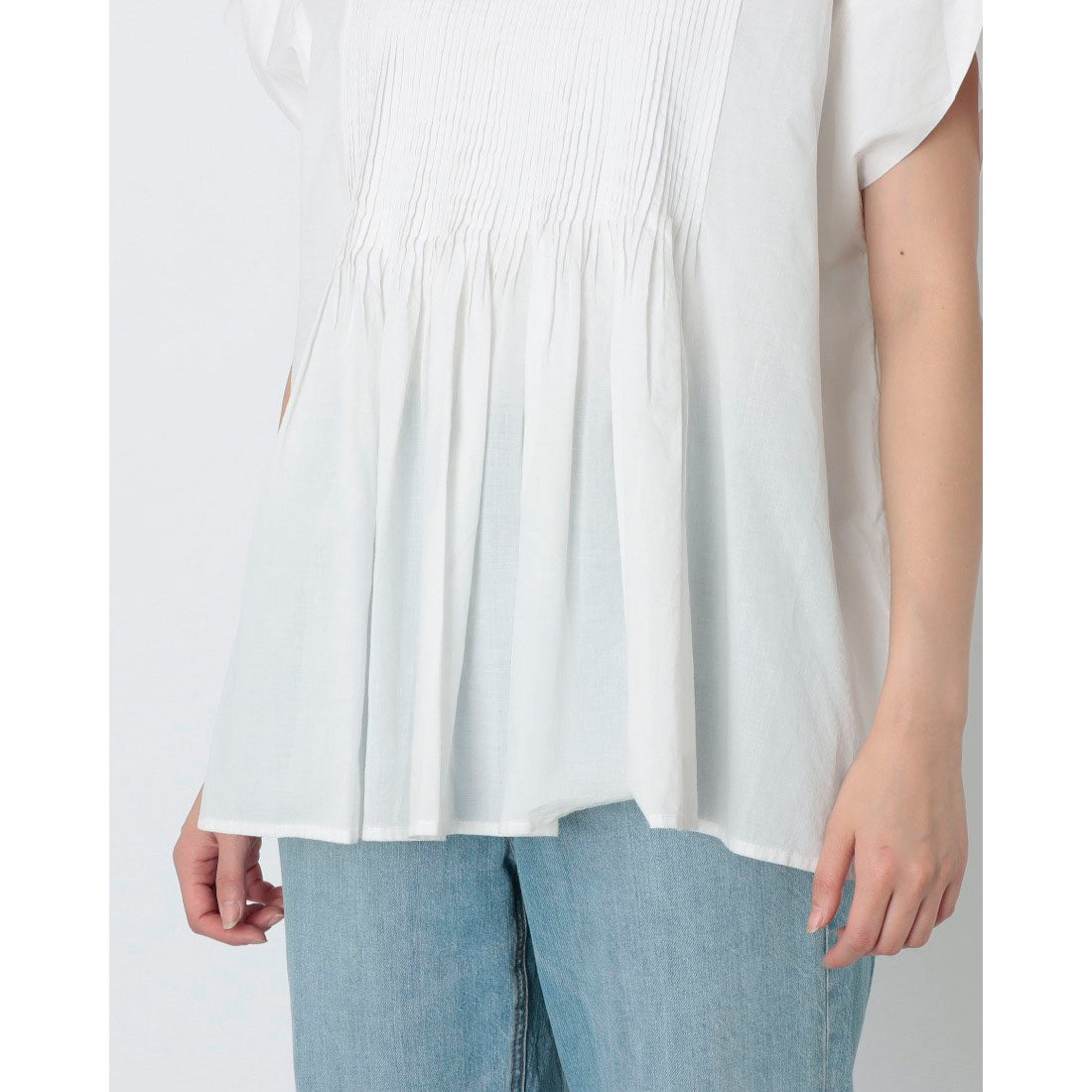 ハンチ hunch キャンブリックボイル ピンタックチュニック (OFF WHITE) OFF WHITE