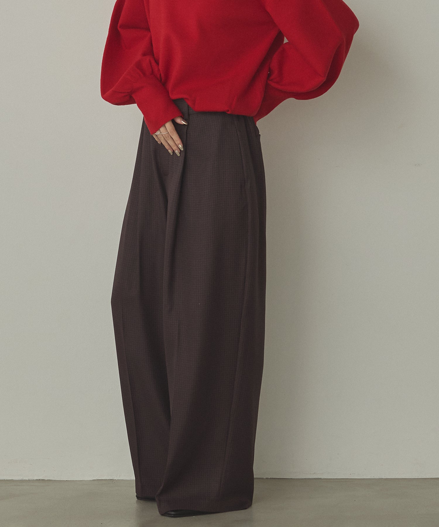 ハンチ hunch ウールライク ストレートパンツ (ブラック) ブラック