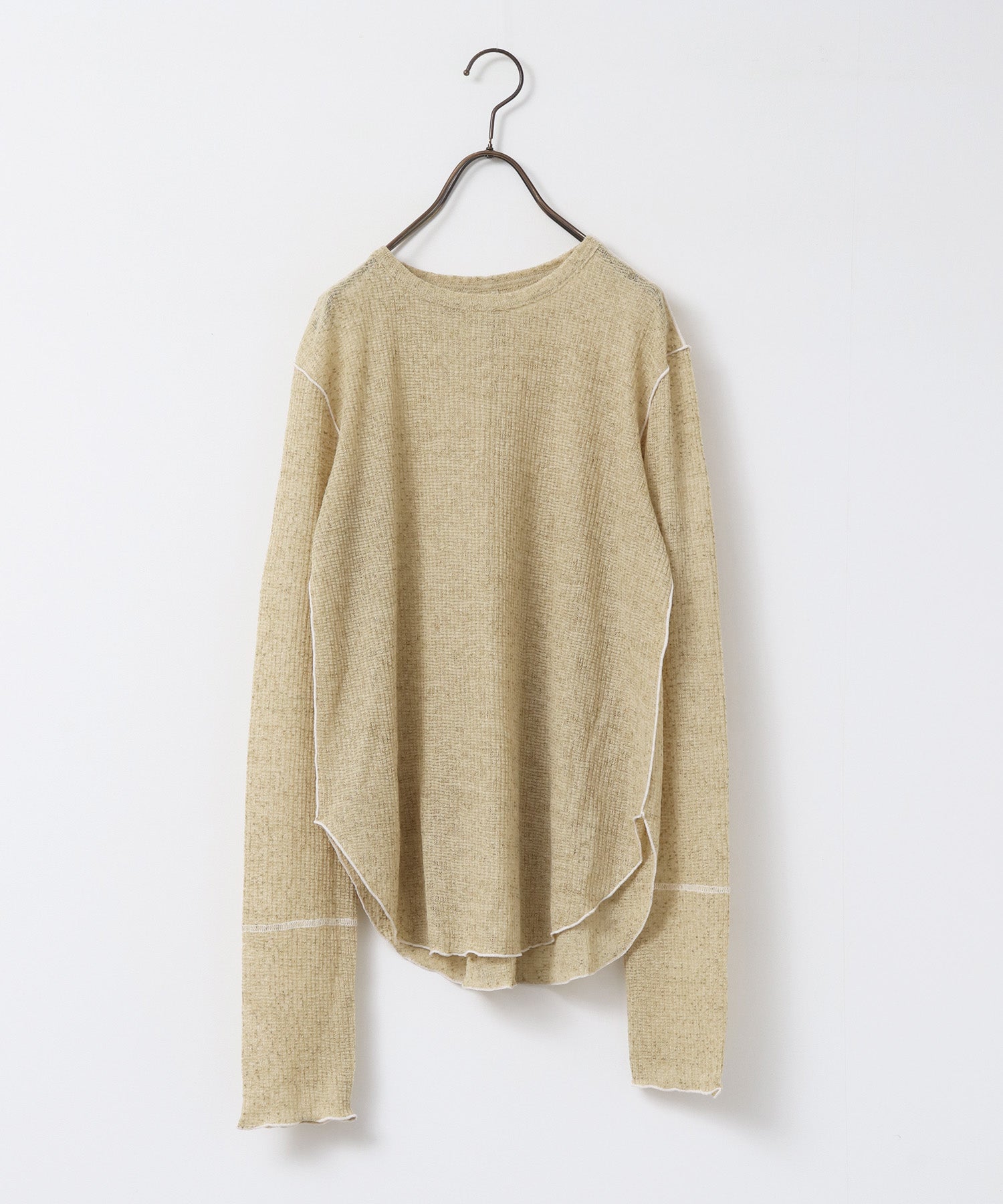 ハンチ hunch 配色メロウ シアートップス (ライトカーキ) ライトカーキ