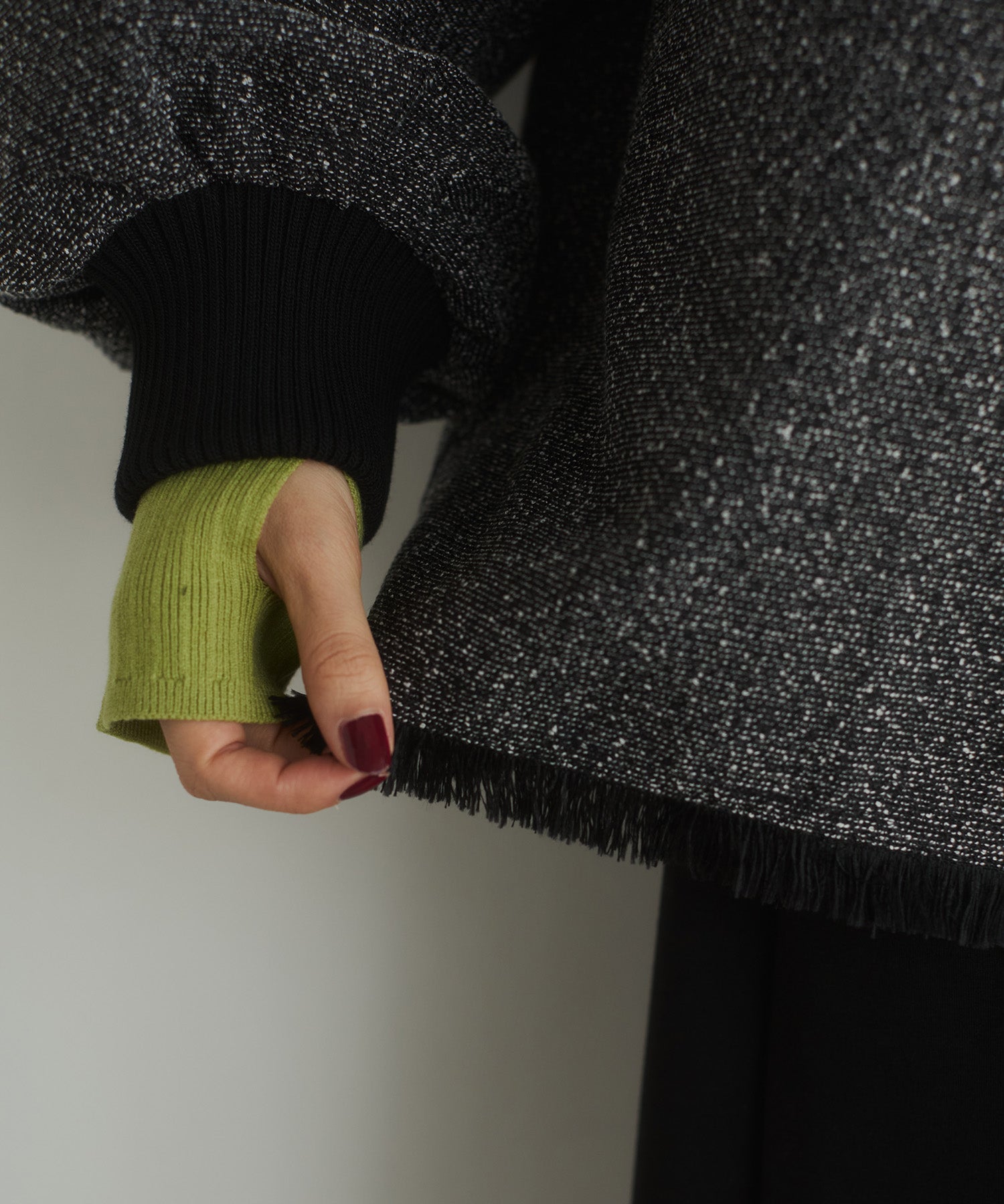 ハンチ hunch スタンドカラー ツィードブルゾン (ブラック) ブラック