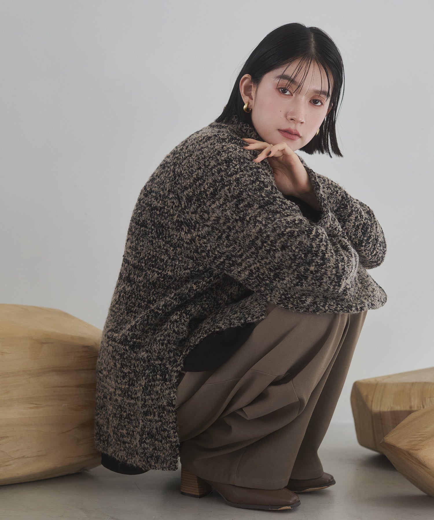 ハンチ hunch ブークレミックス ハイネックニット (グレー) グレー