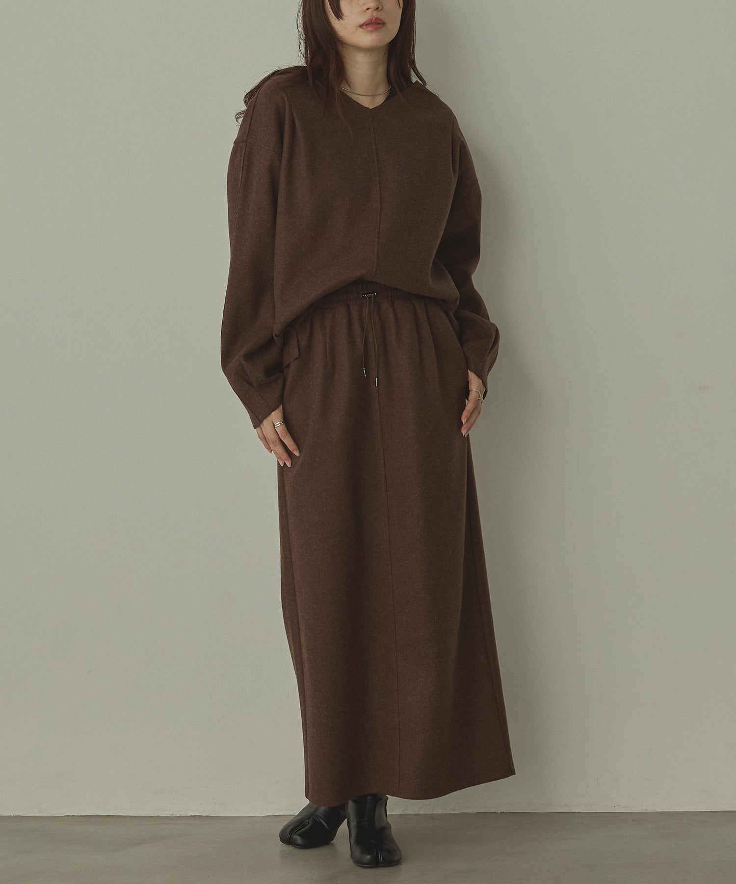 ハンチ hunch 圧縮ニットソー ナロースカート (ダークブラウン) ダークブラウン