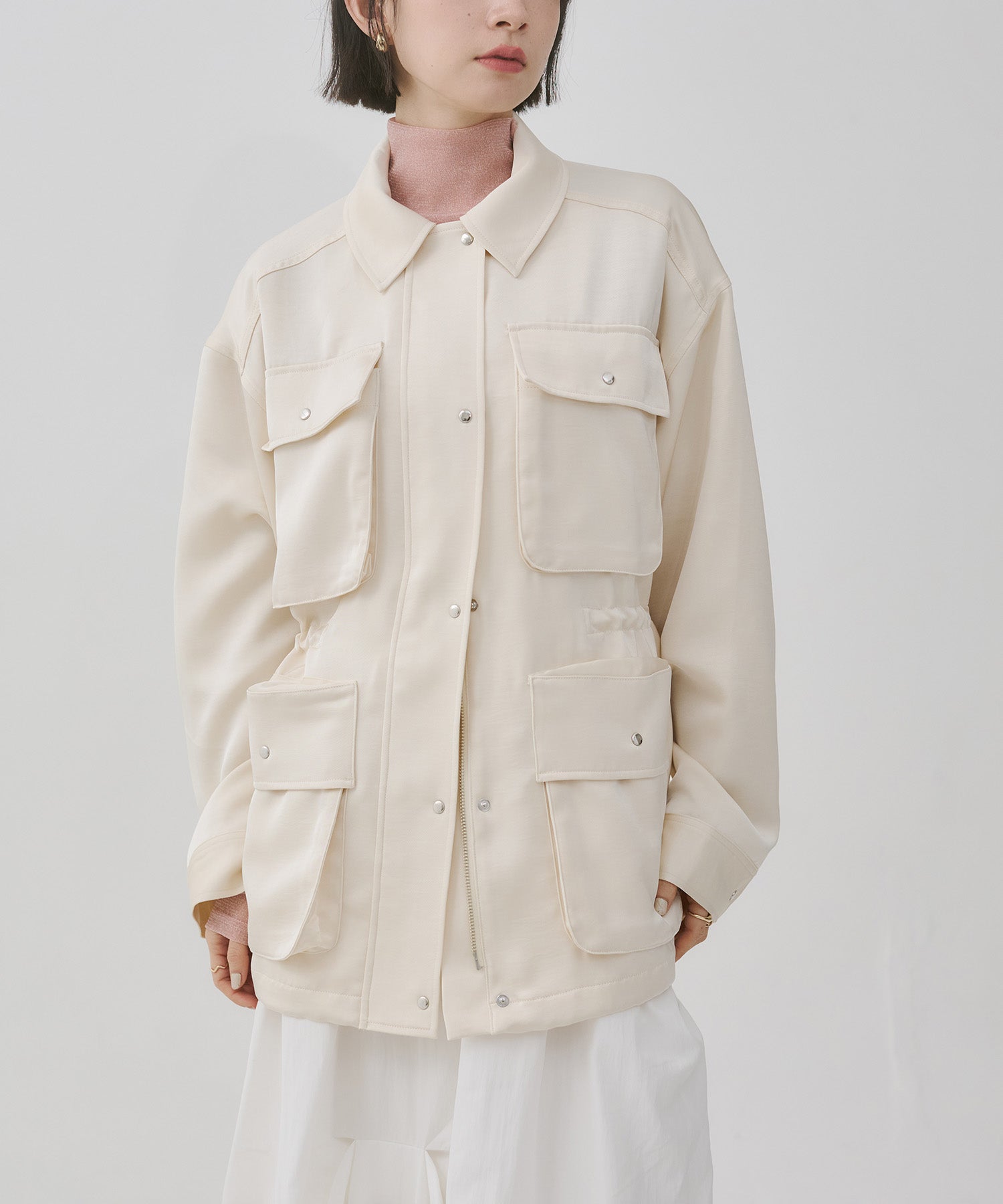 ハンチ hunch サテン ライトブルゾン (アイボリー) アイボリー