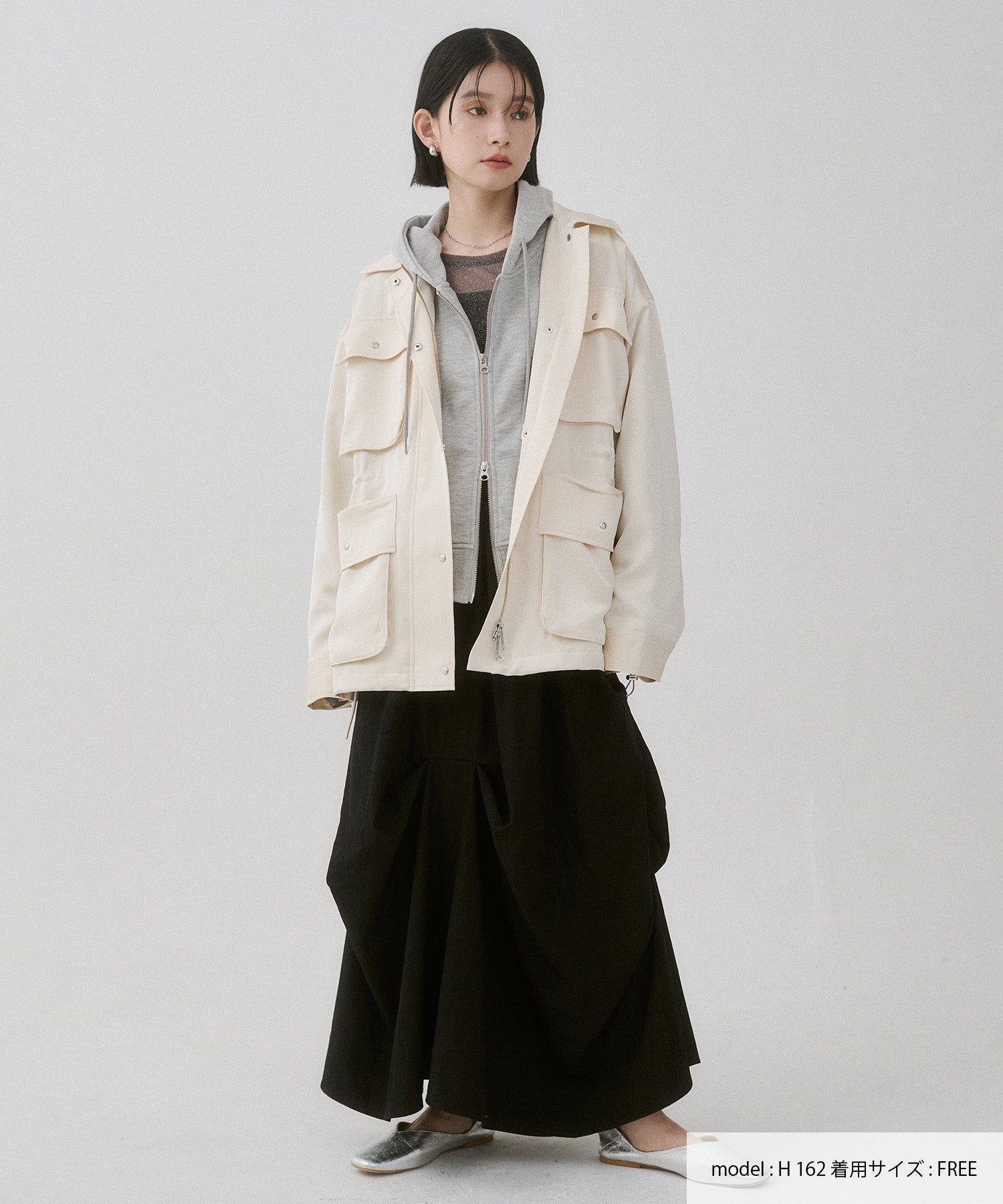 ハンチ hunch サテン ライトブルゾン (アイボリー) アイボリー