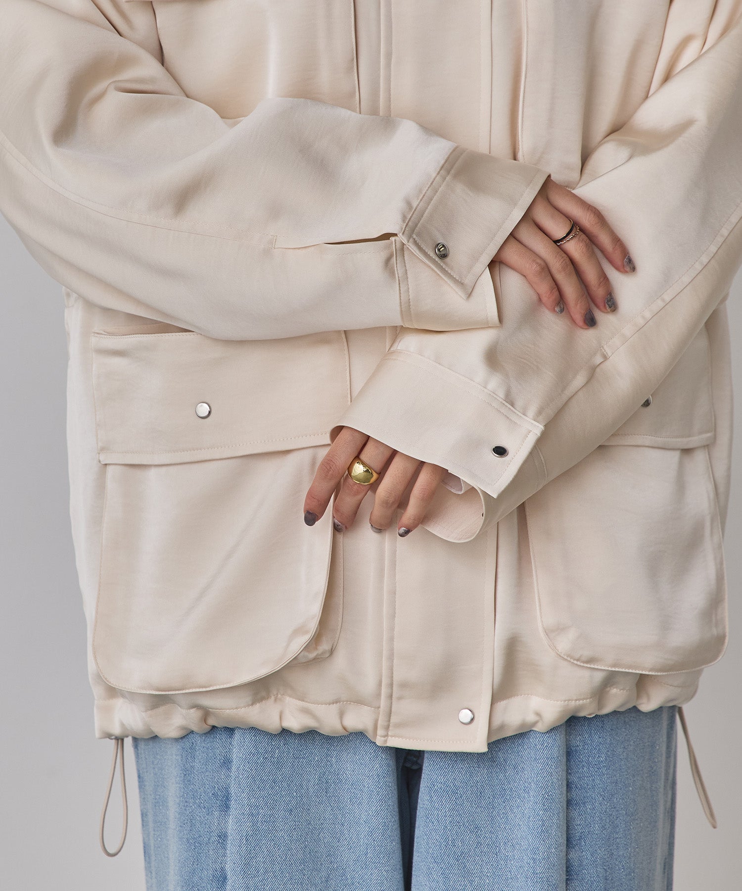 ハンチ hunch サテン ライトブルゾン (アイボリー) アイボリー