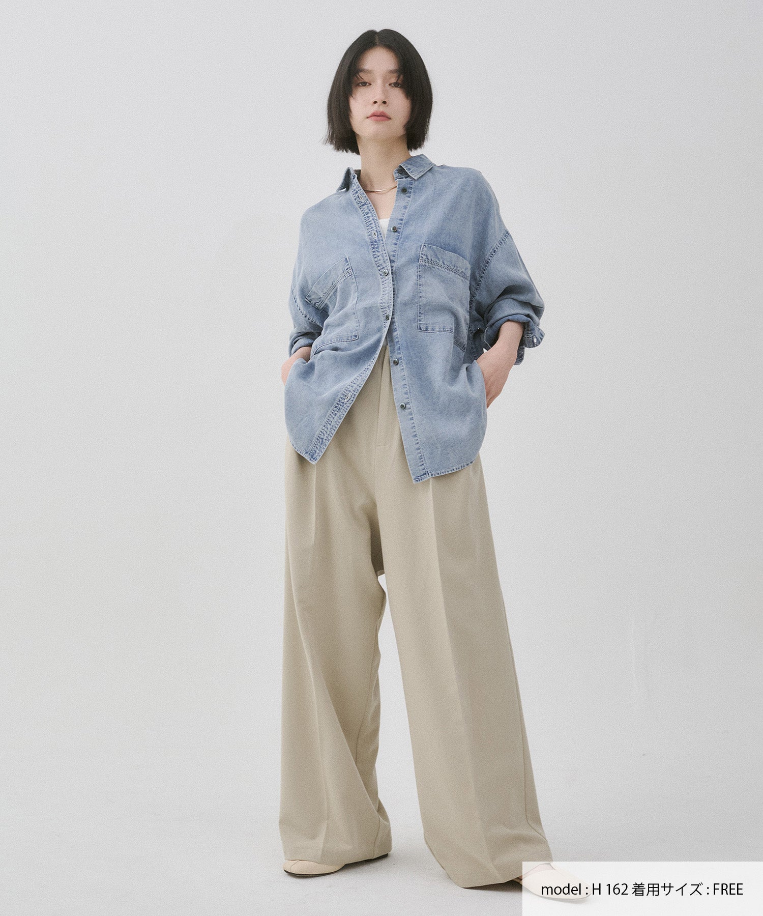 ハンチ hunch セルロース デニムオーバーシャツ (ライトインディゴブルー) ライトインディゴブルー