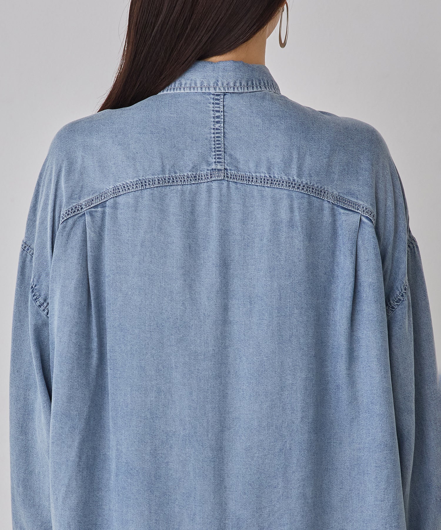 ハンチ hunch セルロース デニムオーバーシャツ (ライトインディゴブルー) ライトインディゴブルー