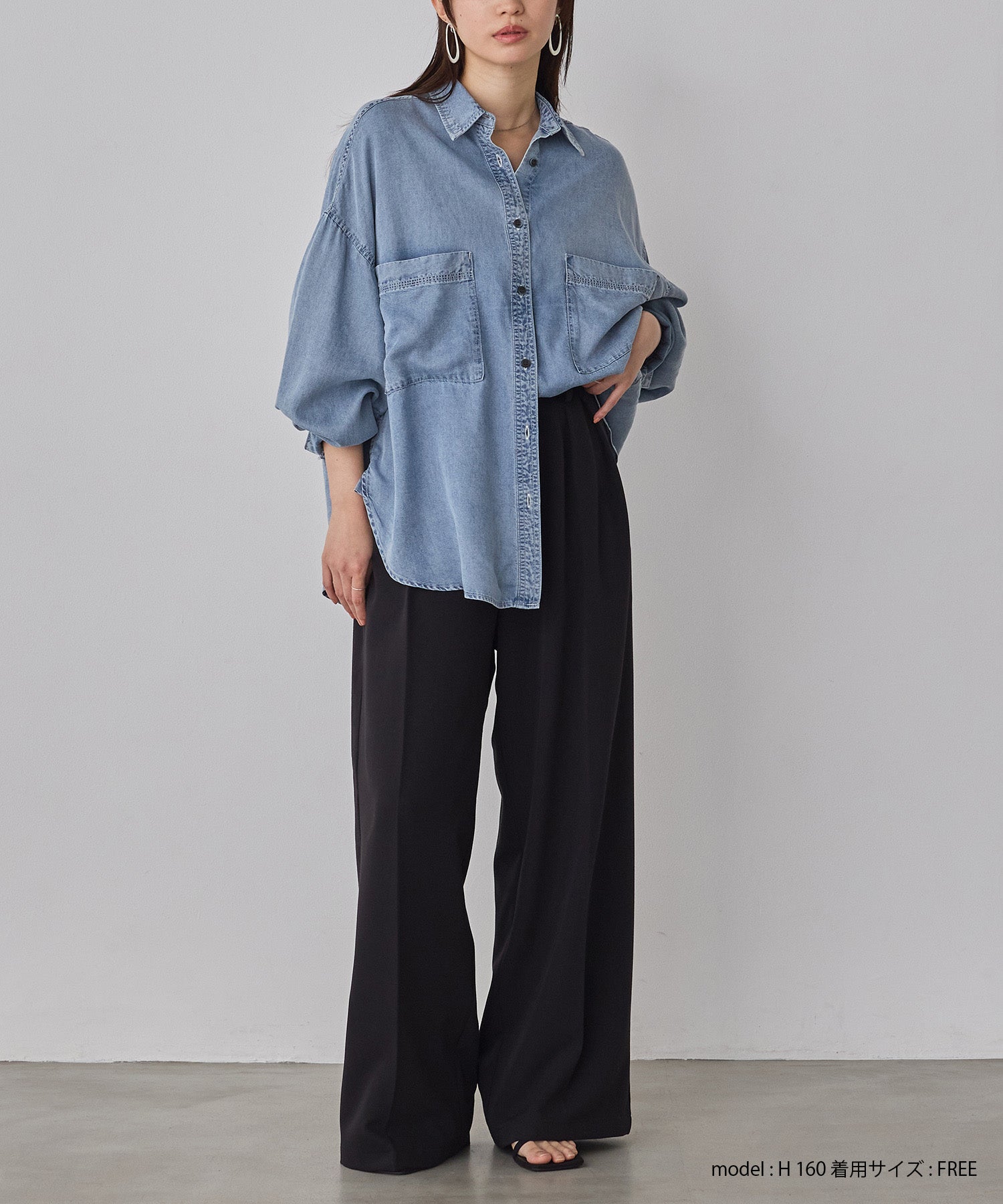 ハンチ hunch セルロース デニムオーバーシャツ (ライトインディゴブルー) ライトインディゴブルー