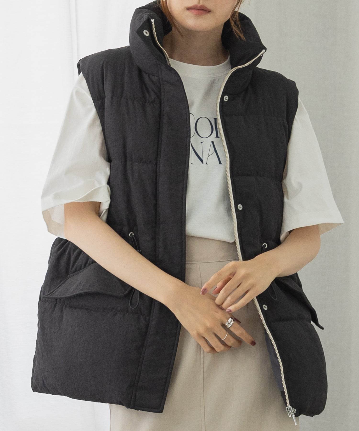 Hunch Waist Drawstring Padded Vest