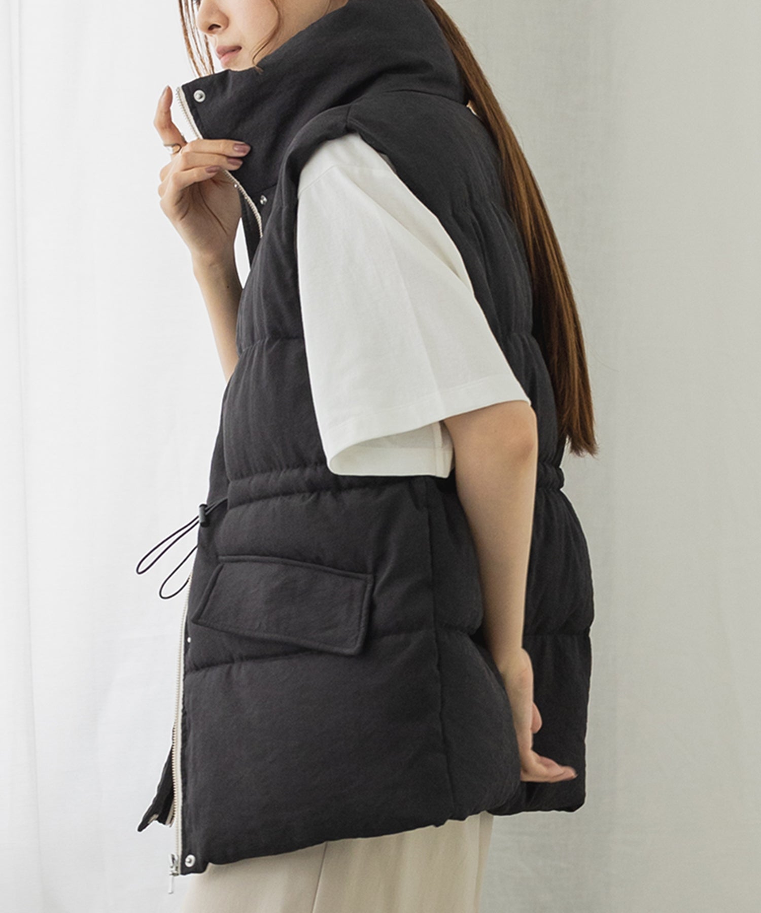 Hunch Waist Drawstring Padded Vest