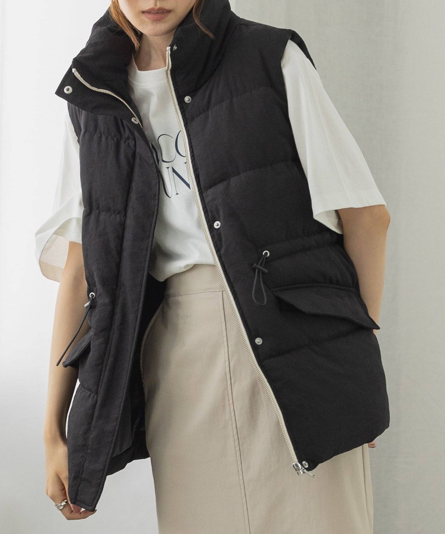 Hunch Waist Drawstring Padded Vest