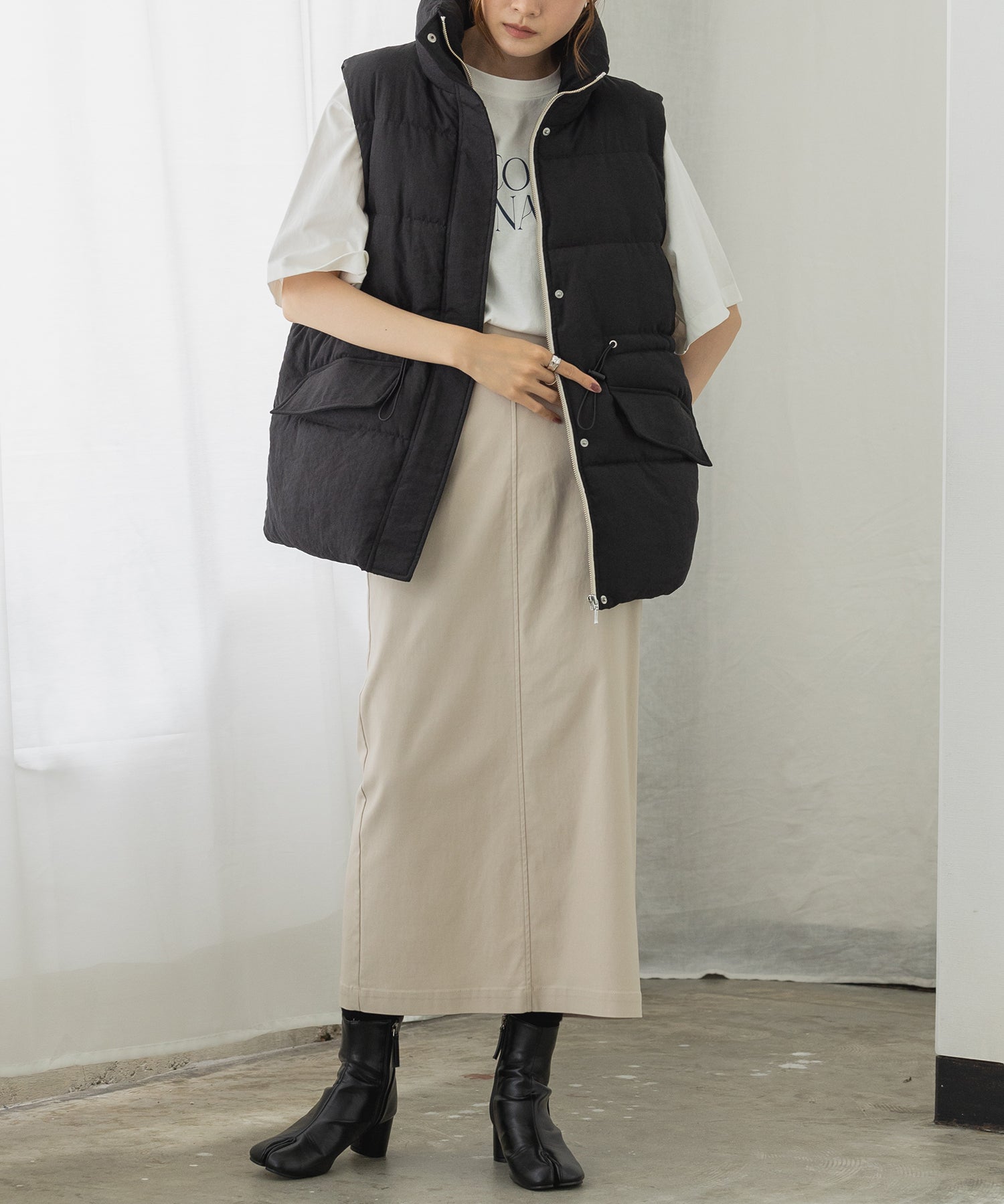 Hunch Waist Drawstring Padded Vest