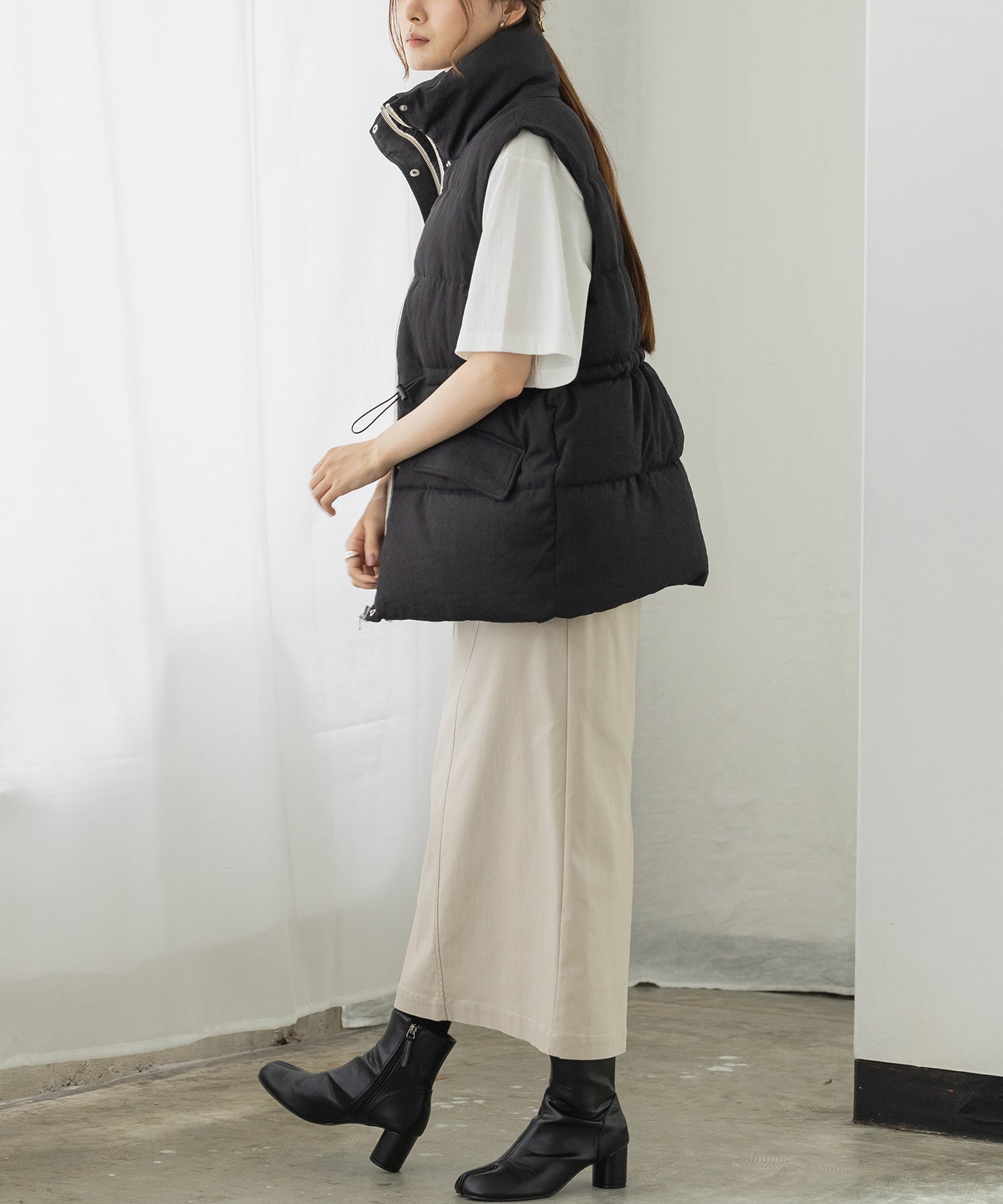 Hunch Waist Drawstring Padded Vest