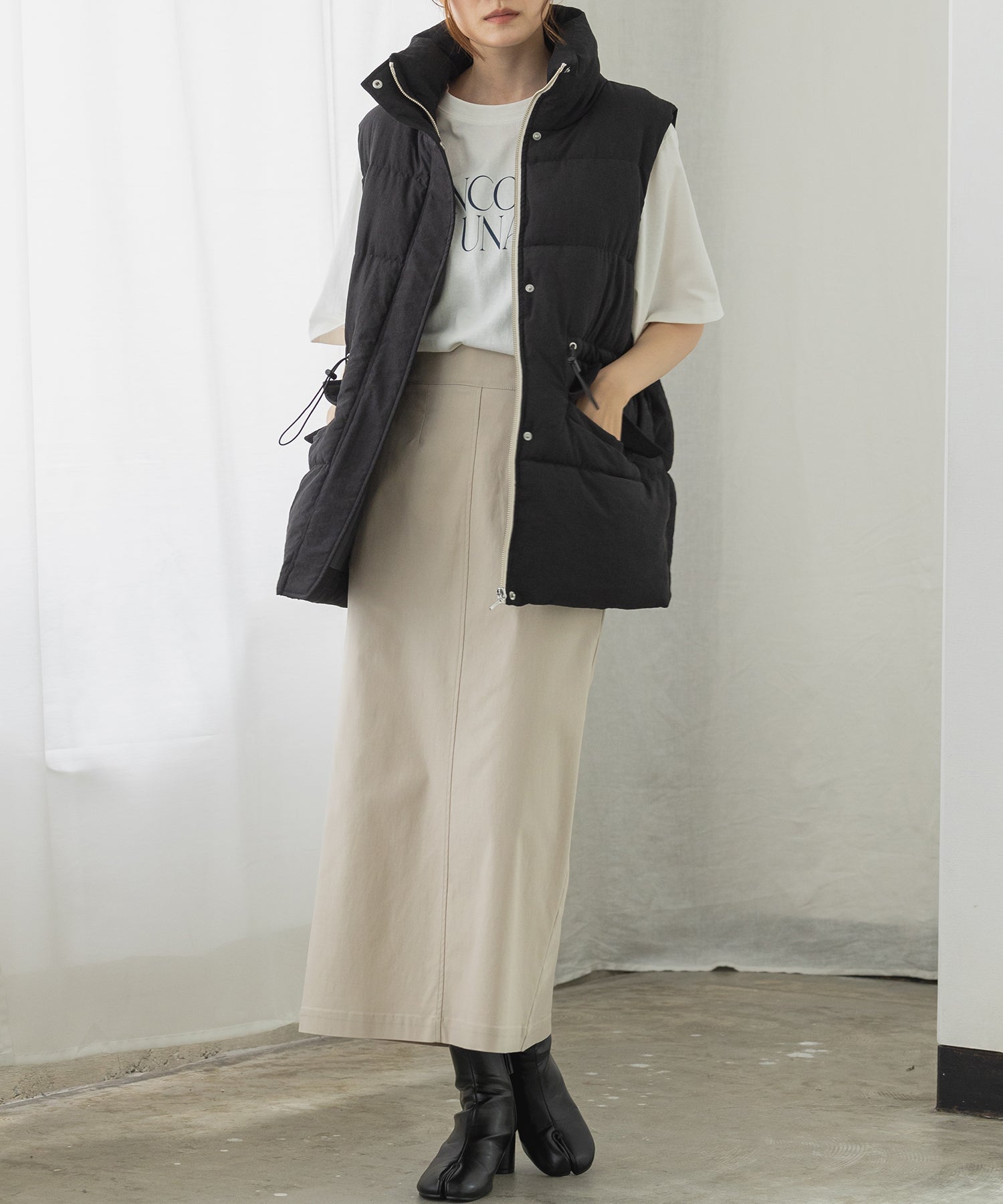 Hunch Waist Drawstring Padded Vest