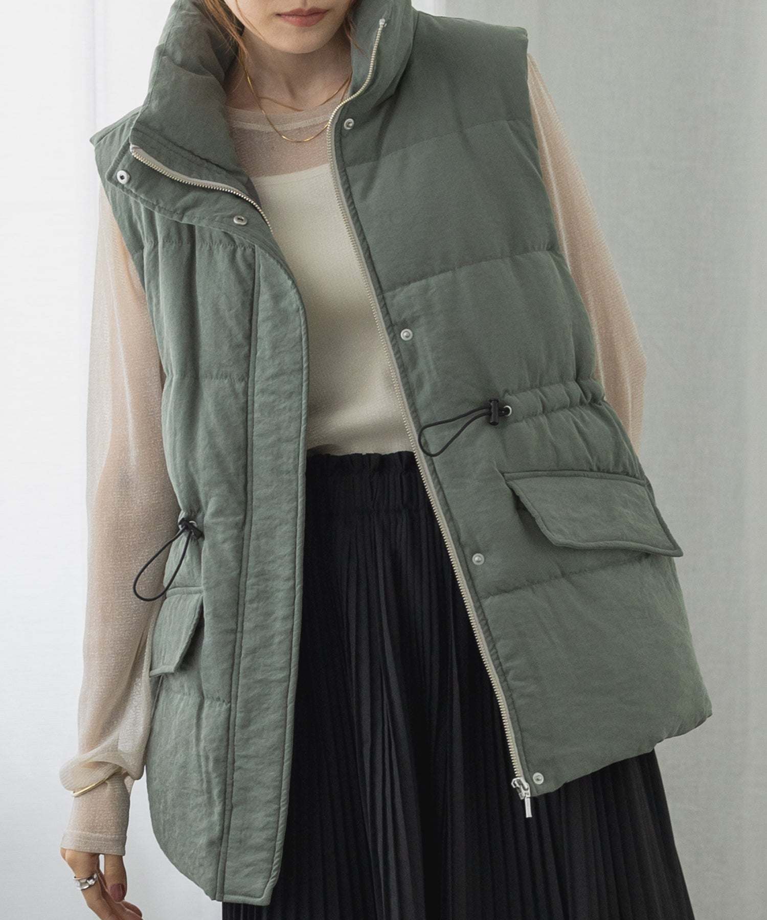 Hunch Waist Drawstring Padded Vest