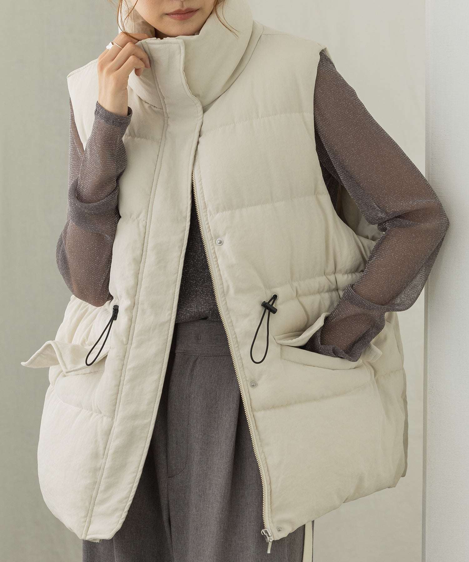 Hunch Waist Drawstring Padded Vest