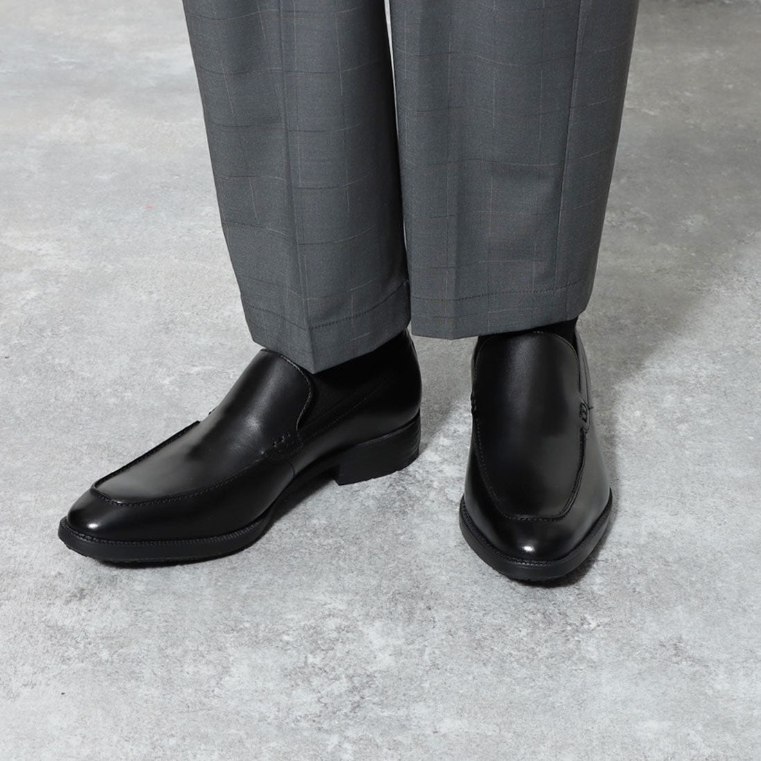 Waterproof Wide 3E Genuine Leather Business Shoes <U-Tip Slip-On> 【24.5cm~28.0cm】 HYDRO-TECH HD1336