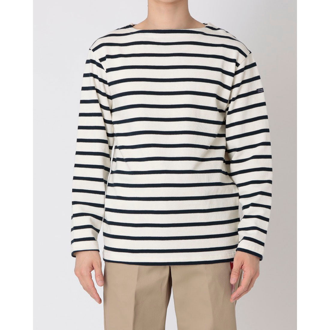 インクルーシブ In'crewsive IN-1209F オープンエンド ボートネック ロングスリーブ Tシャツ 長袖Tシャツ (エクリュ×ネイビー) エクリュ×ネイビー