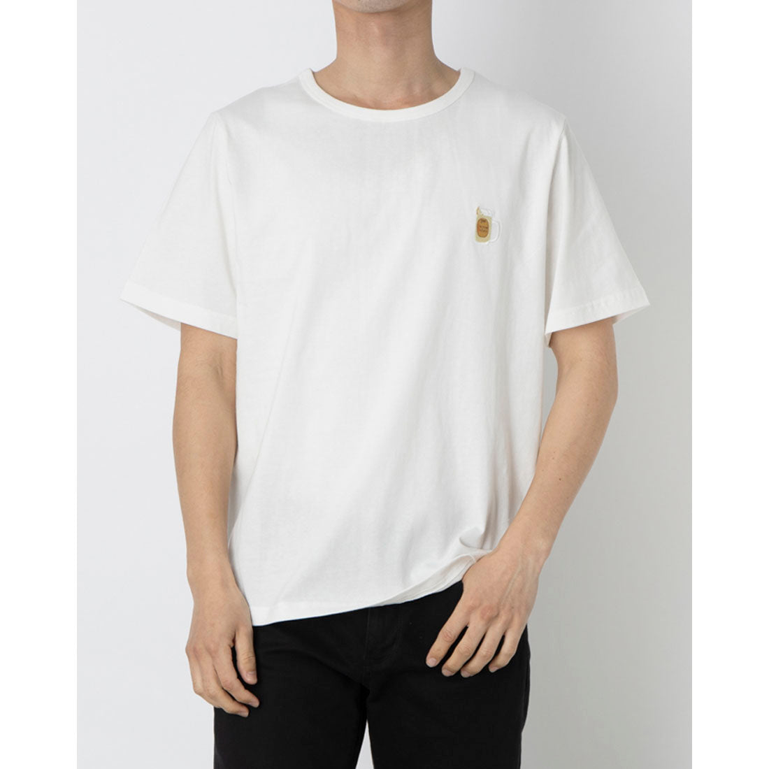 インクルーシブ In'crewsive 6.5オンス コットン ワンポイント刺繍Tシャツ(ホワイトファン) ホワイトファン