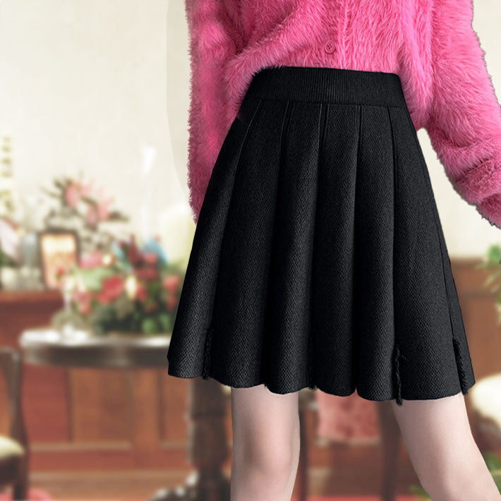 ica ica 裙子 針織裙 迷你裙 短裙 蓬蓬裙 A字裙 短款 暖和 厚實 針織 膝上 A字 蓬蓬 高腰 女士