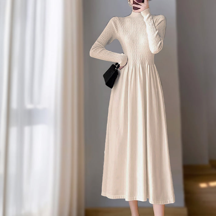 ica ica dress knit dress A-line dress flare dress cashmere touch midi length high neck fit & flare midi long long length Cable knit high waist women's ica ica dress knit dress A-line dress flare dress cashmere touch midi length high neck fit & flare midi long long length Cable knit high waist women's