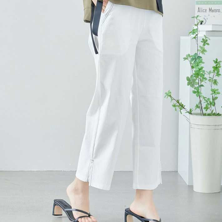 アイカ ica クロップドパンツ ストレッチパンツ アンクルパンツ イージーパンツ スリットパンツ ガウチョパンツ 七分丈 ゆったり 上品 きれいめ カジュアル 涼しい 薄手 (WT) WT