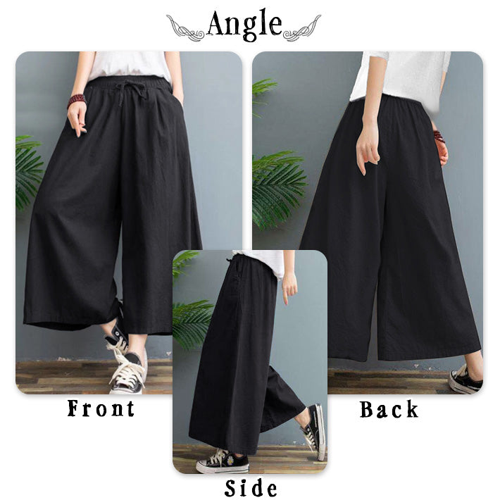 AICA ICA天然薄棉質材料8分鐘長的鬆散寬褲子