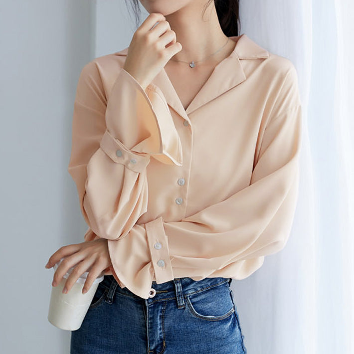 アイカ ica 落ち感のある薄手素材 ゆったりキャンディ袖 長袖 シャツブラウス,BE