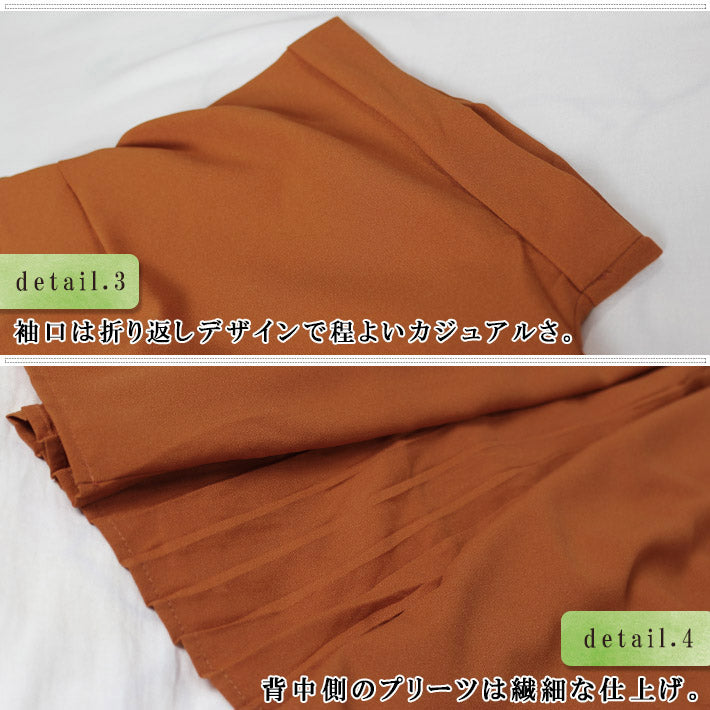 アイカ ica しなやかシフォンジョーゼット素材 バックプリーツデザイン 半袖 Vネック シフォンブラウス