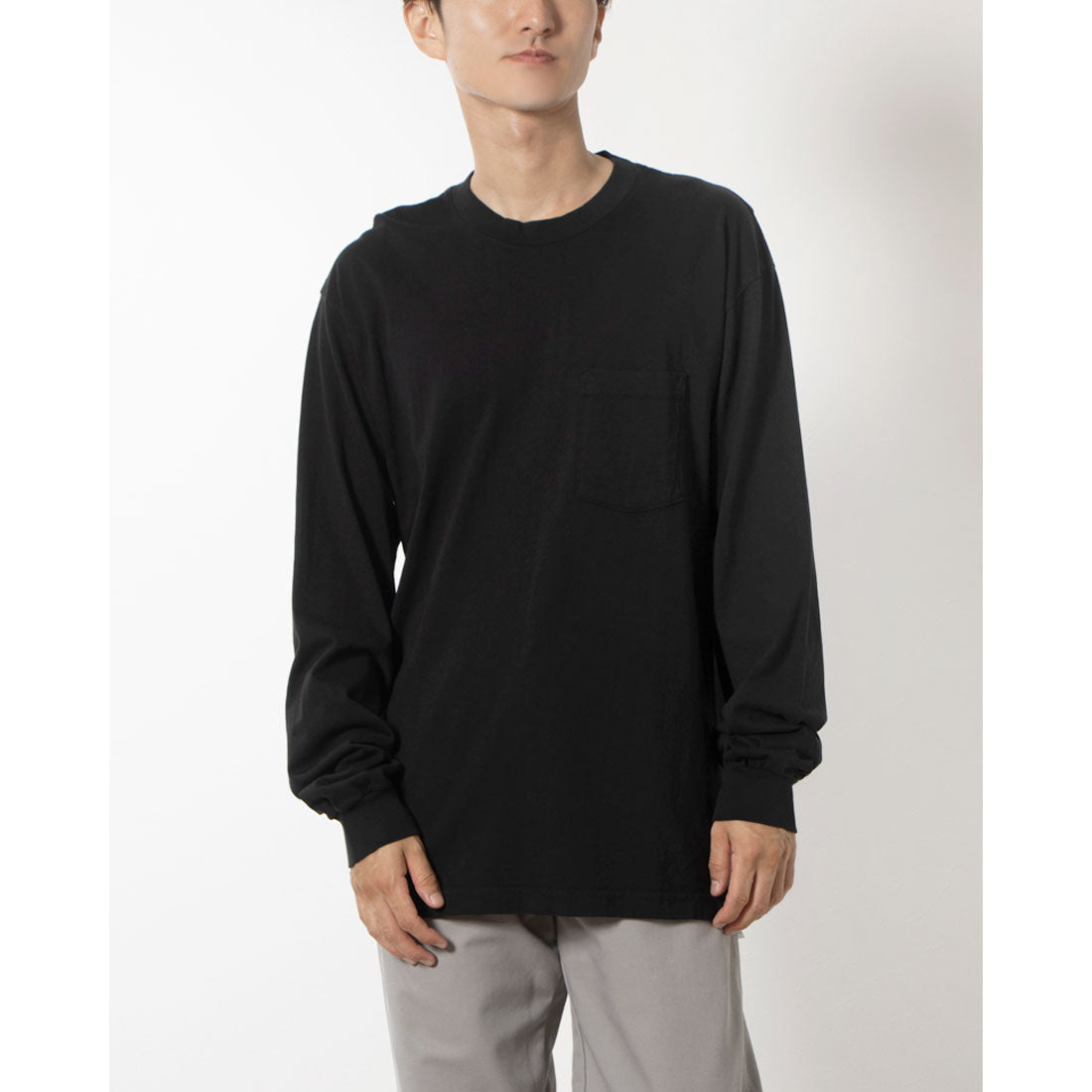 LOS ANGELES APPAREL LONG SLEEVE GARMENT DYE POCKET T-SHIRT