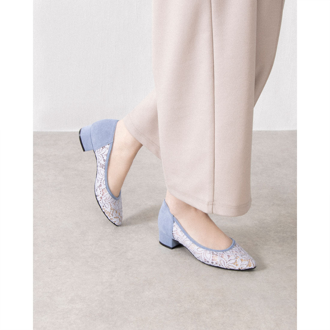 アイケープラス IKplus 【日本製】【ネット限定】 チュール&レース 美脚パンプス 485■ブラックチュール■