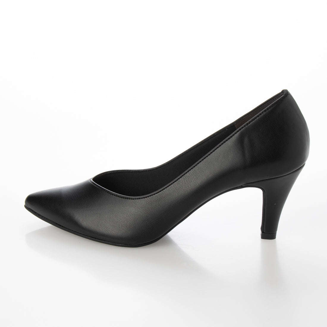 アイケープラス IKplus 【日本製】【ネット限定】【レイン対応】美脚スタイルポインテッドトゥブイカットパンプス【晴雨兼用】■ブラックスムース■