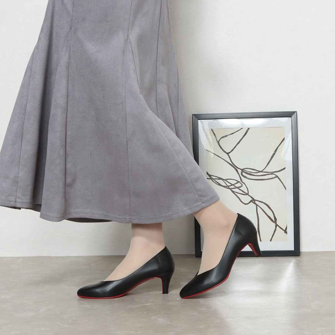 アイケープラス IKplus 【日本製】【ネット限定】 【レイン対応】美脚スタイルブイカットパンプス 1680 ■ブラックスムース■