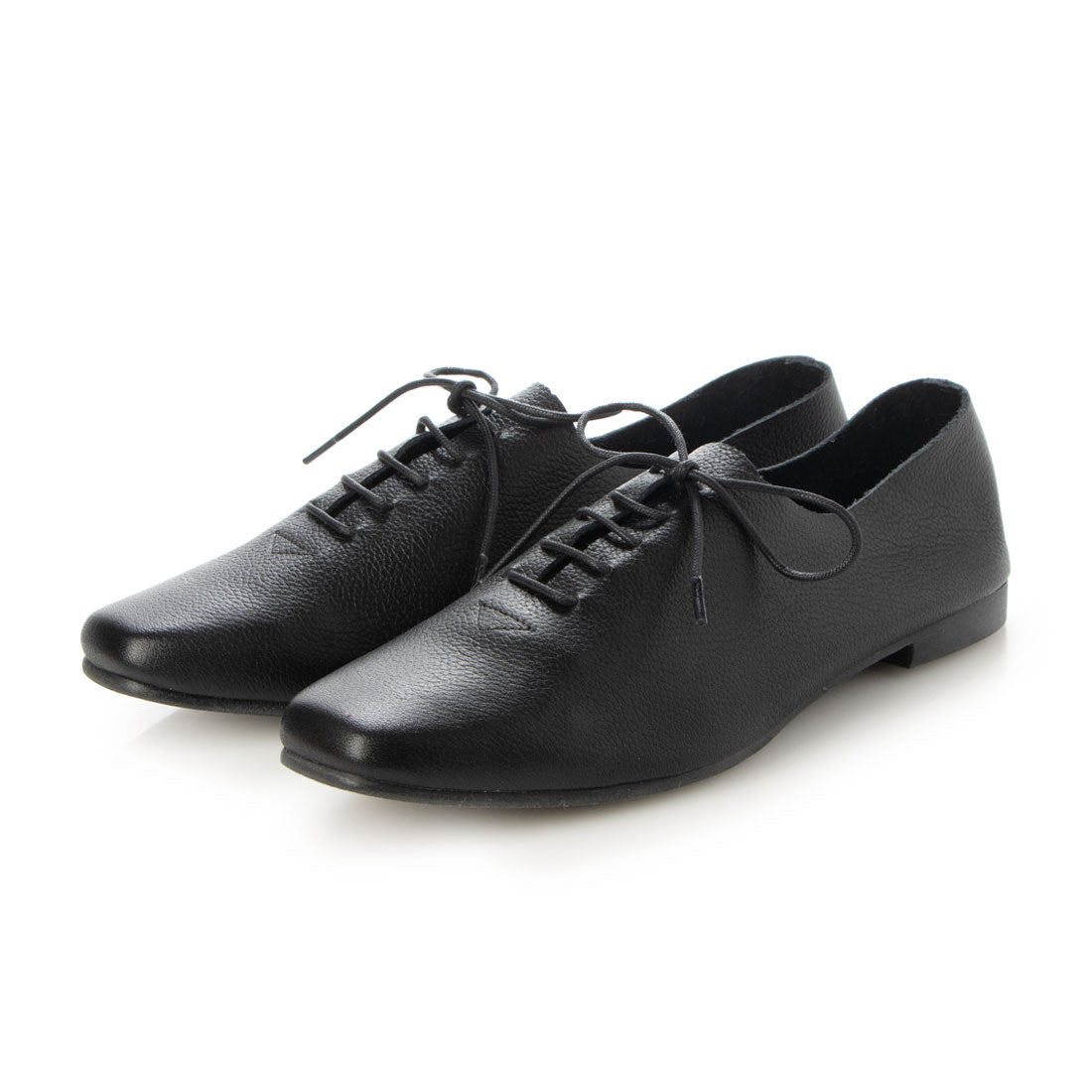 アイケープラス IKplus 【日本製】【天然皮革】【ネット限定】レースアップフラットシューズ,天然皮革 ブラック スムース